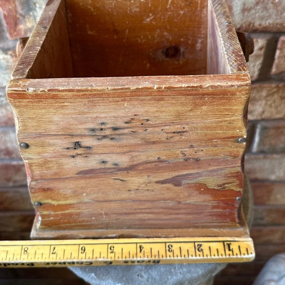 Rustic Wood Storage Crate with Handle Distressed Farmhouse Decor Planter Box